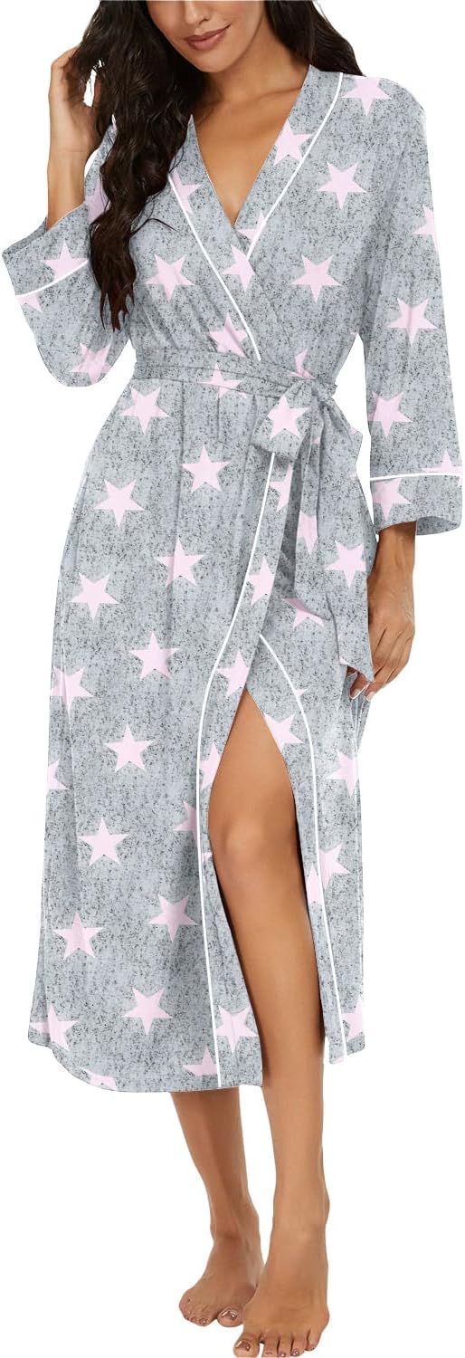 Womens Robe Long Kint Bathrobe Lightweight Soft Robes Ladies Bath Robe