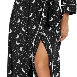 Womens Robe Long Kint Bathrobe Lightweight Soft Robes Ladies Bath Robe