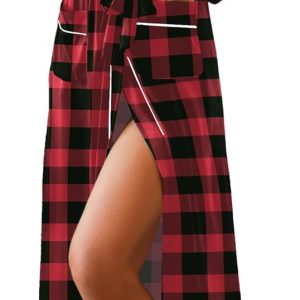 Women Kimono Robes Full Length Knit Bathrobe Lightweight Soft Sleepwear V-neck Casual Ladies Loungewear S-XXL