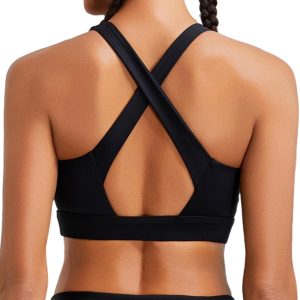 High Impact Sports Bras for Women, High Support Running Strappy Women's Sports Bra with Sewn in Pads