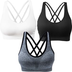 Women's Cross Back Sport Bras,Adjustable Straps Padded Criss Cross Cropped Bras for Yoga Workout Fitness