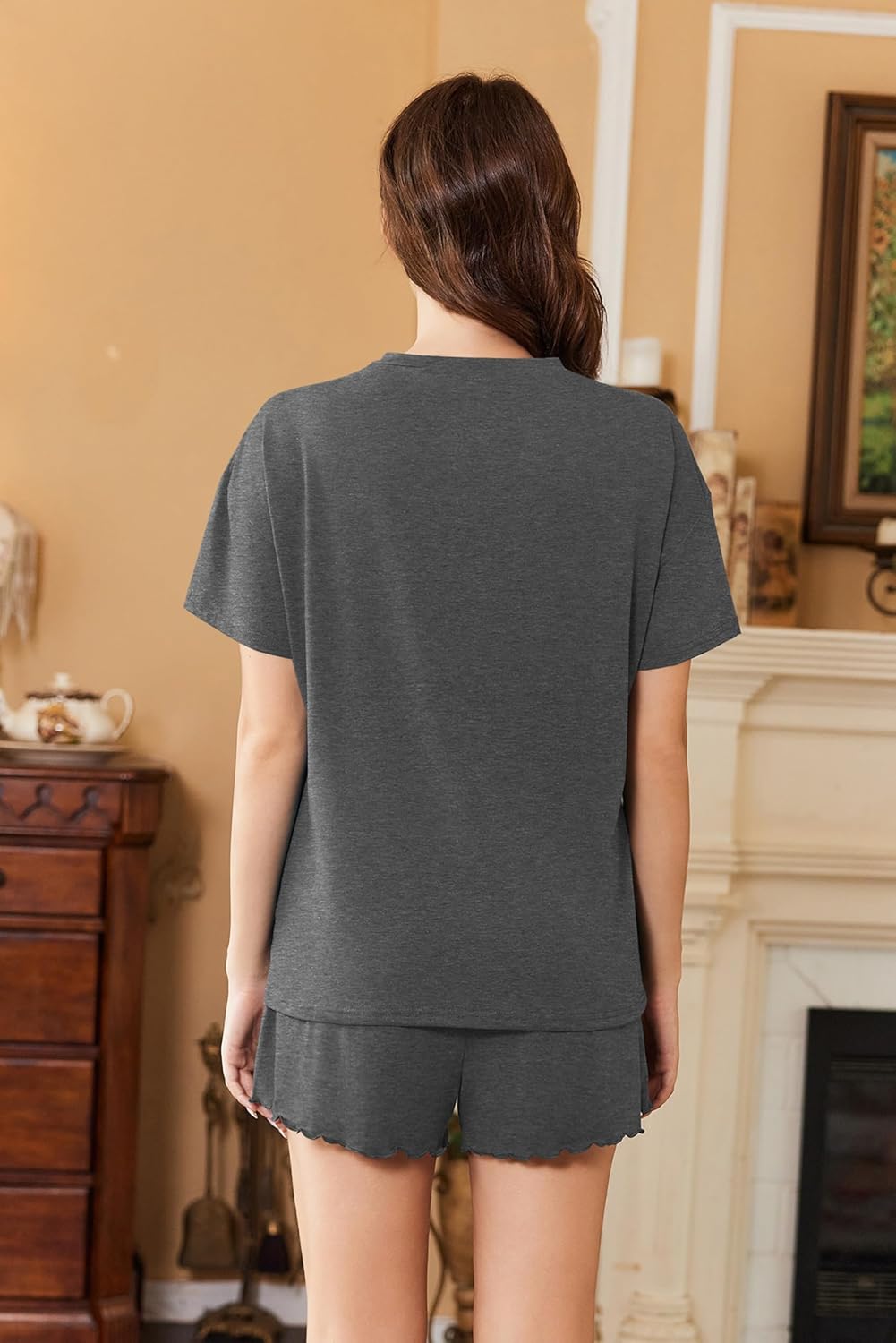 Women Pajama Sets 2 Piece Pjs Short Sleeve Lounge Set Soft Comfy Sleepwear Loungewear S-XXL - Image 2