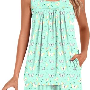 Pajama Set for Women Summer Sleeveless Tank Tops Pjs Sets 2 Piece Lounge Set Comfy Shorts Sleepwear with Pockets