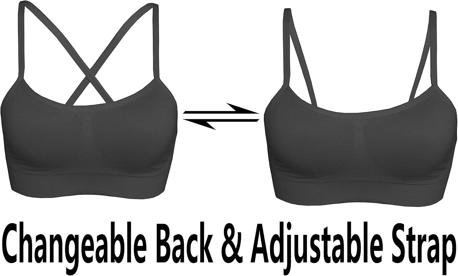 Women's Cross Back Sport Bras,Adjustable Straps Padded Criss Cross Cropped Bras for Yoga Workout Fitness - Image 2