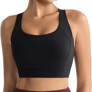 Sports Bras for Women High Support,Racerback High Impact Grey Sports Bra Moulded Cup Workout Bra Push up