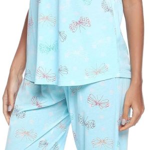 Women Pajama Sets Cotton Pj Set Short Sleeve Top With Pants Sleepwear 2 Piece Lounge Set