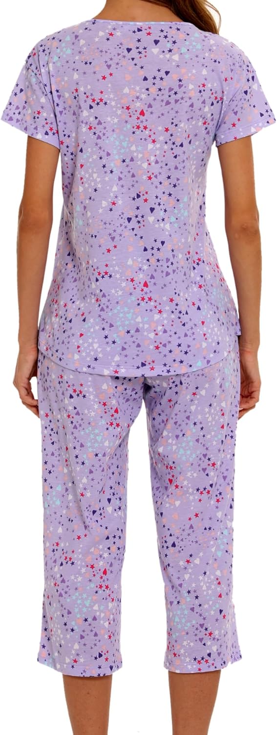 Women Pajama Sets Cotton Summer Pjs Tops with Pants Sleepwear - Image 2