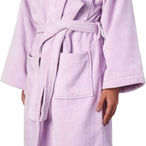Womens Cotton Terry Cloth Bathrobe Shawl Collar Velour Robe