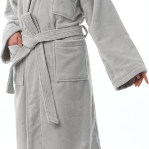 Womens Cotton Terry Cloth Bathrobe Shawl Collar Velour Robe